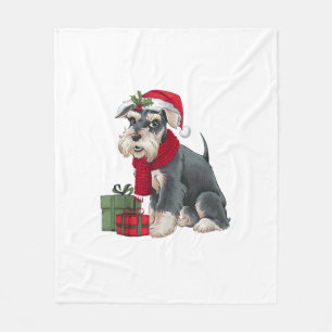 Julafton Helgdag Santa Giant Schnauzer Hund jul Fleecefilt
