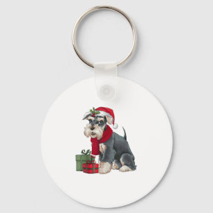 Julafton Helgdag Santa Giant Schnauzer Hund jul Nyckelring