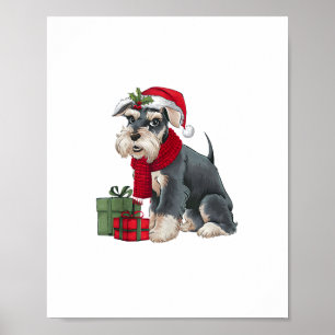 Julafton Helgdag Santa Giant Schnauzer Hund jul Poster