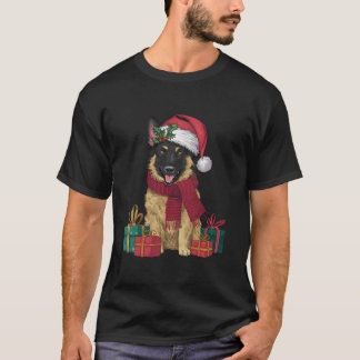 Julafton Helgdag Santa Hat belgisk Malinois Hund K T Shirt