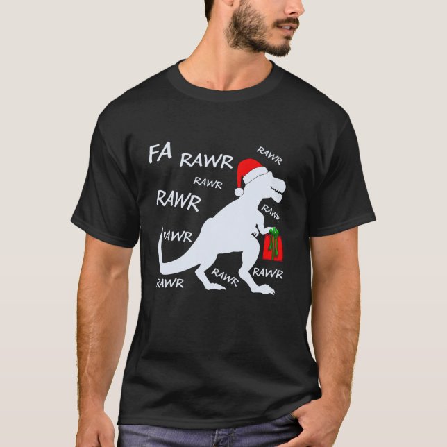 Julafton Helgdag Santa Hat Dinosaur Fa Rawr T Rex  T Shirt (Framsida)