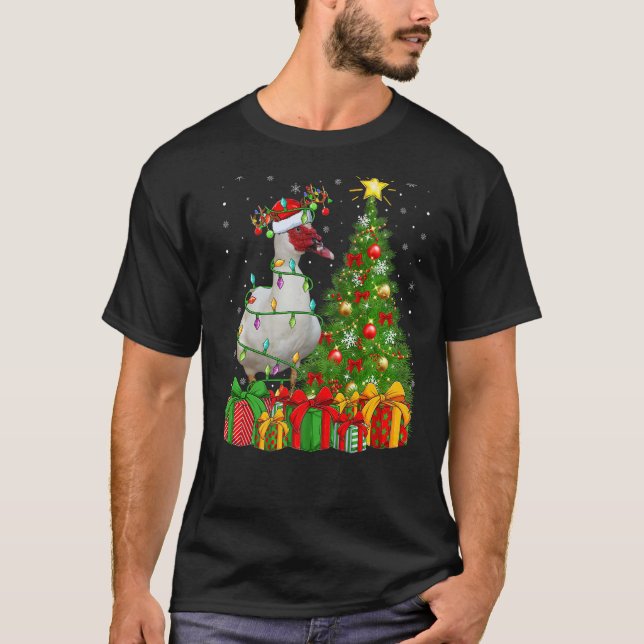 Julafton Helgdag Santa Muscovy Anka Bird-jultre T Shirt (Framsida)