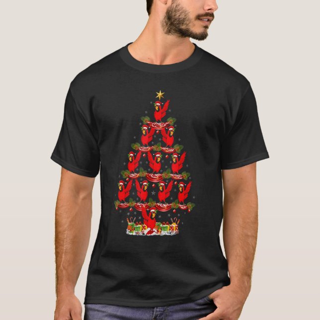 Julafton Helgdag Santa Northern Kardinal Bird Chri T Shirt (Framsida)