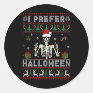 Julafton Helgdag Skeleton I Prefer Halloween-jul Runt Klistermärke