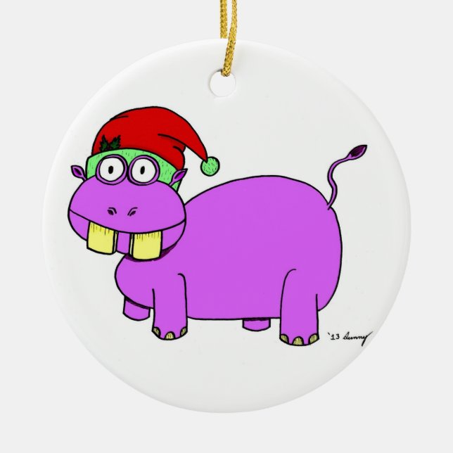 Julafton Hippo Circle Ornament - Red (Framsidan)