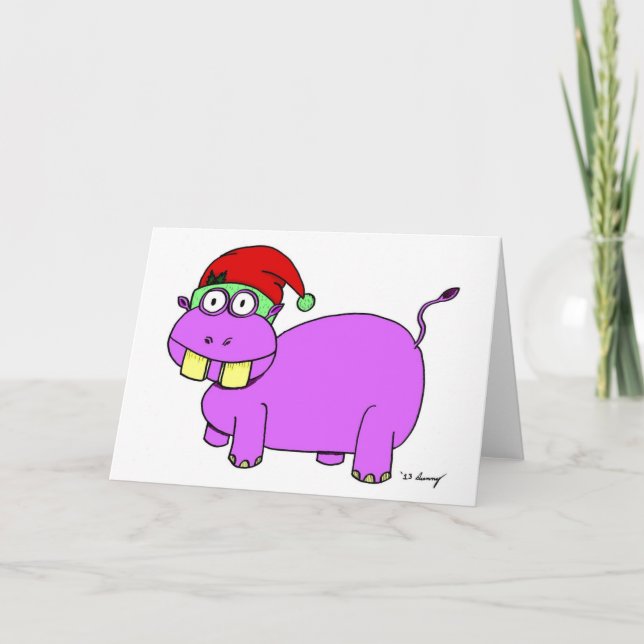 Julafton Hippo-julkort Helgkort (Framsida)