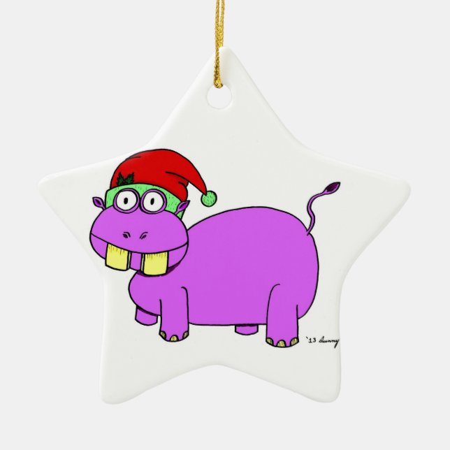 Julafton Hippo Star Ornament - Grönt (Framsidan)