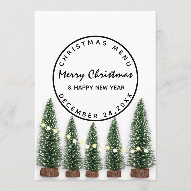 Julafton Höger Vintermeny Ljusgrön Träd Meny (Framsida)