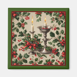 Julafton Holly och Candles Fantasy Magnet