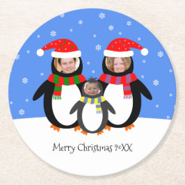 Julafton i familjen i din fotovinterpenguins underlägg papper