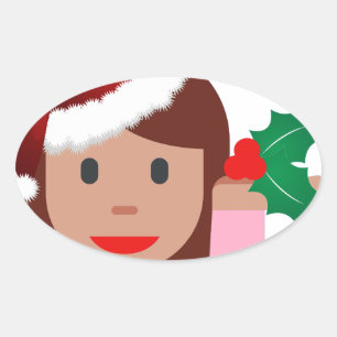 julafton informationsflicka emoji ovalt klistermärke