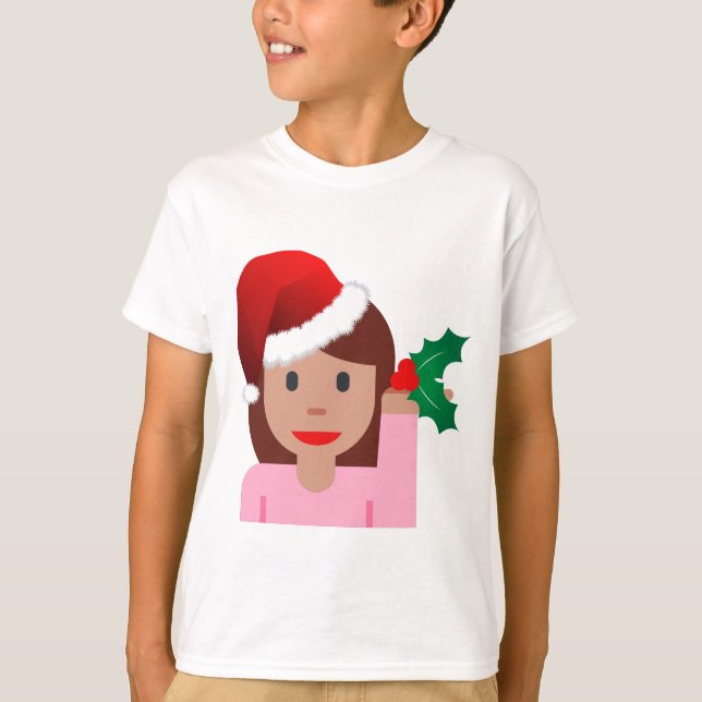 julafton informationsflicka emoji t-shirt (Framsida)