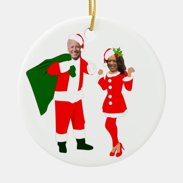 julafton joe biden Santa kamala harris Julgransprydnad Keramik (Framsidan)