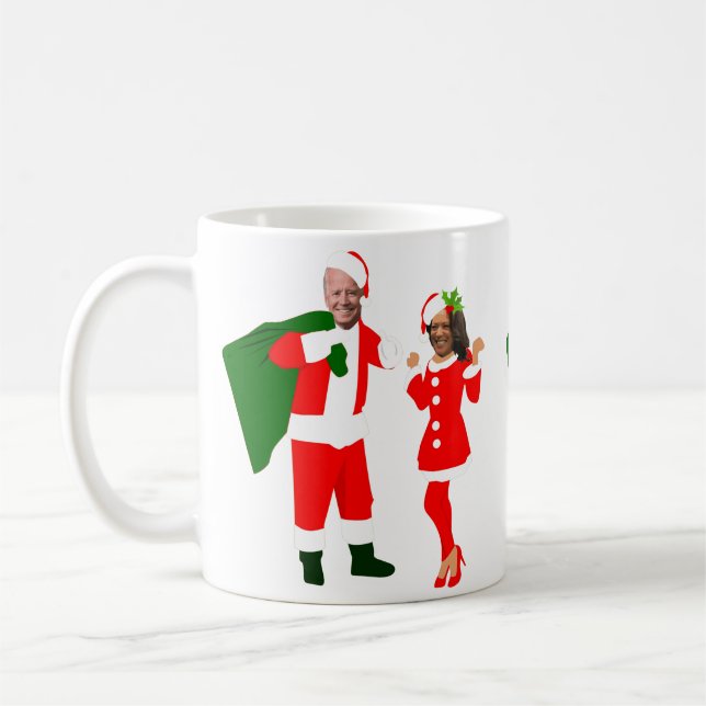 julafton joe biden Santa kamala harris Kaffemugg (Vänster)