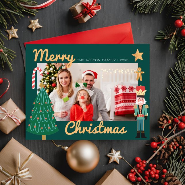 Julafton Joy-Helgdag-fotokort för julfamiljen Julkort (Skapare uppladdad)