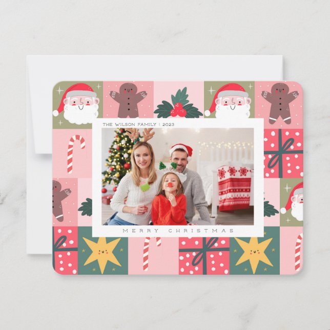 Julafton Joy-Helgdag-fotokort för julfamiljen Julkort (Framsida)