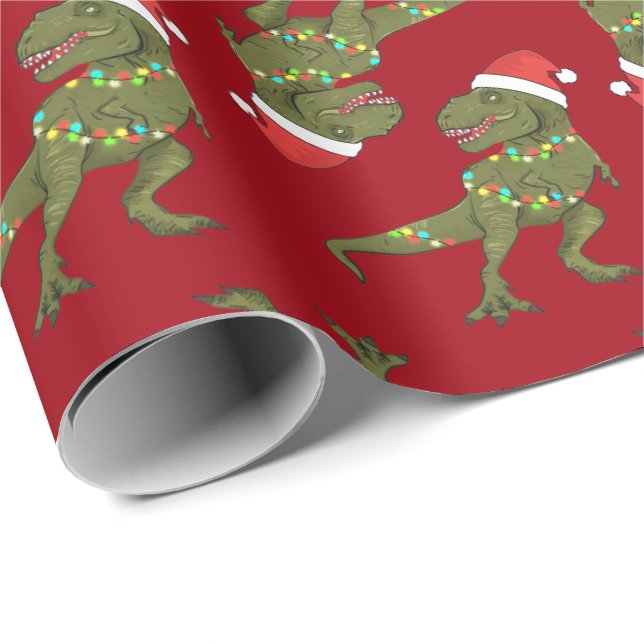 Julafton jul Dino T-Rex Santa Wrapping Papprare Presentpapper (Rullad Hörn)