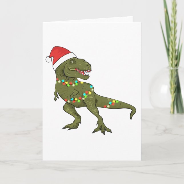 Julafton julhälsningskort T-Rex Santa Greeting Car Kort (Framsida)