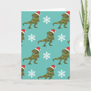 Julafton julhälsningskort T-Rex Santa Greeting Car Kort