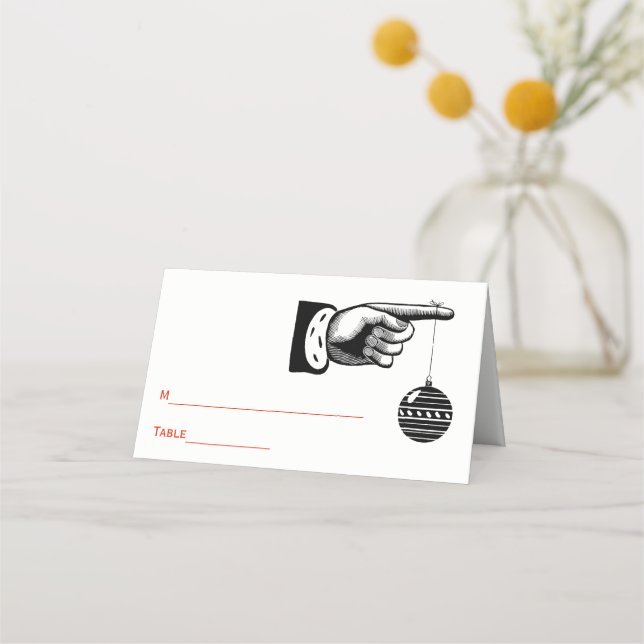 Julafton julklapp nr 3 eskorteringskort - Ornament Placeringskort (Baksida)