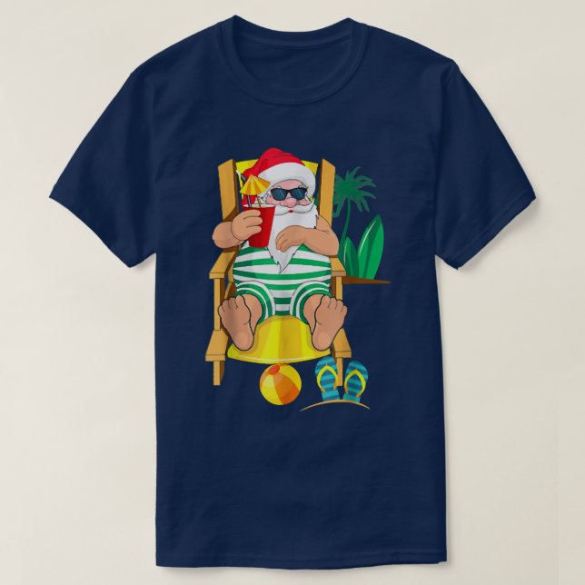 Julafton Jultomten på stranden, hawaiiska julen Va T Shirt (Design framsida)