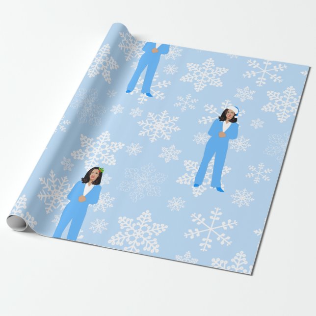 julafton kamala harris Santa blue isig snöflingor Presentpapper (Utrullad)