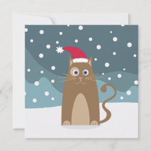 Julafton-katt i snö-skogen, Santa kattunge Kort