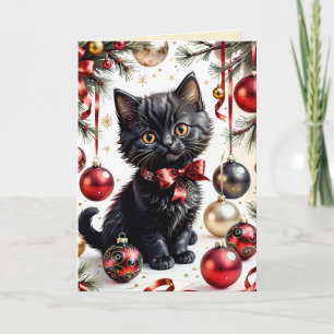 Julafton Kattunge & Baubles No.1 Kort