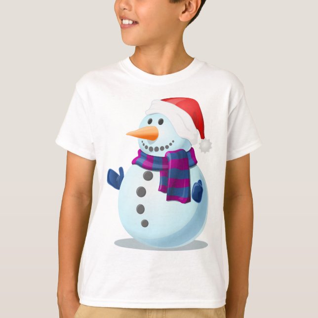 Julafton Kids Sweatshirt-Snögubbe Design T-shirt (Framsida)
