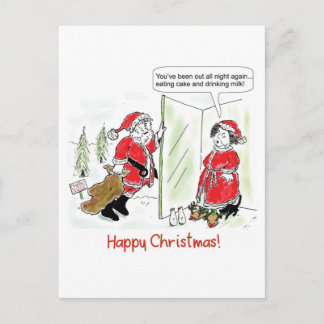 Julafton kort...Tomten på Julafton morgon Vykort