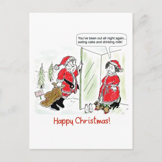 Julafton kort...Tomten på Julafton morgon Vykort (Framsida)