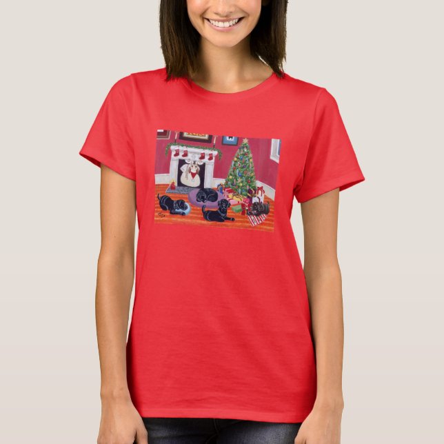Julafton Labradors Tee Shirt (Framsida)
