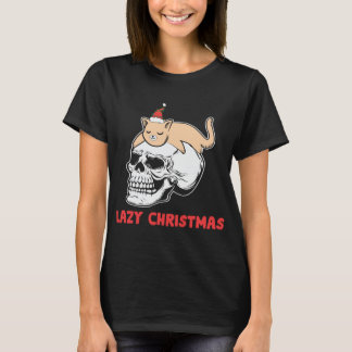 Julafton Lazy jul Sleeping Kitten Skull T Shirt