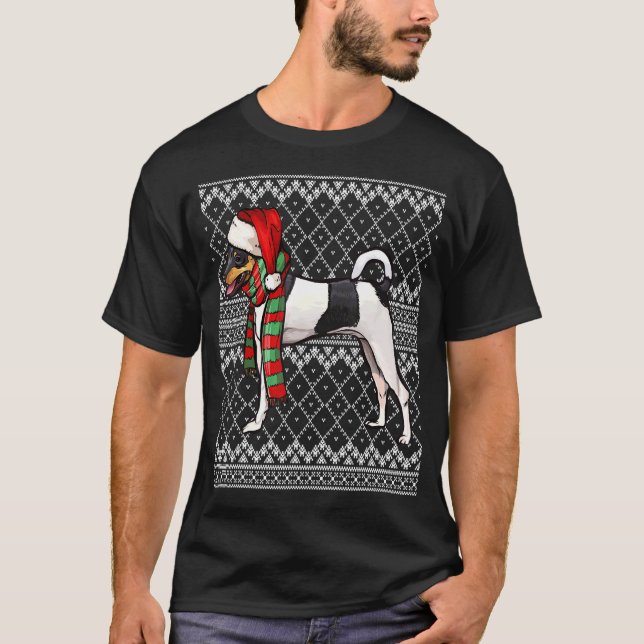 Julafton Leksak Fox Terrier Jultomten Hat Ugly Chr T Shirt (Framsida)