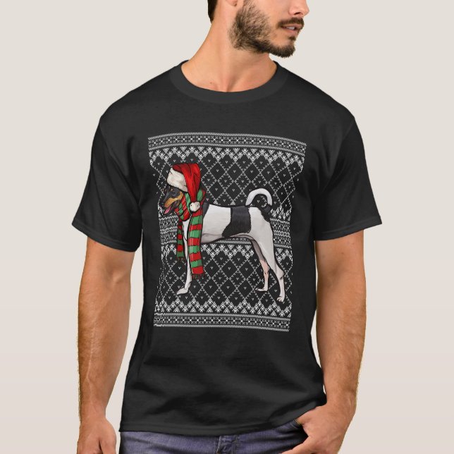 Julafton Leksak Fox Terrier Jultomten Hat Ugly Chr T Shirt (Framsida)