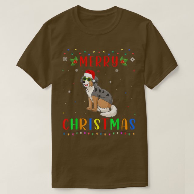 Julafton Light Australian Cattle Hund Matching Chr T Shirt (Design framsida)