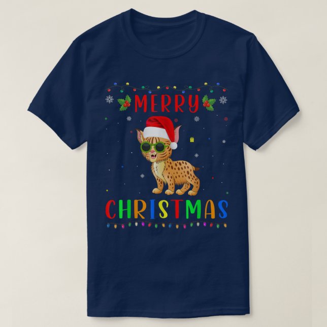 Julafton Light Bobcat Design Matcha julpajam T Shirt (Design framsida)
