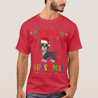 Julafton Light Boston Terrier Design Matching Chri T Shirt
