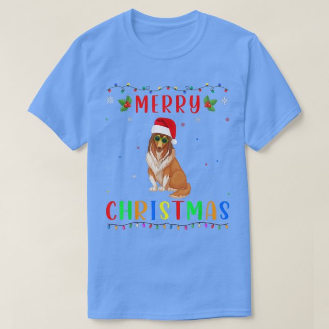 Julafton Light Rough Collie Hund design Matching K T Shirt (Design framsida)