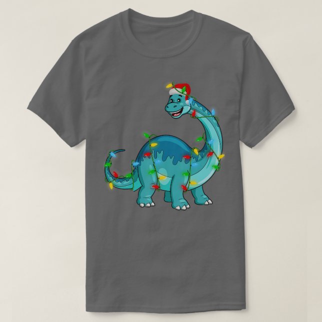 Julafton Lighting Helgdag Santa Brontosaurus Dinos T Shirt (Design framsida)