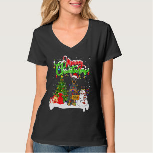 Julafton Lighting Matching Santa Miniature Pinsche T Shirt
