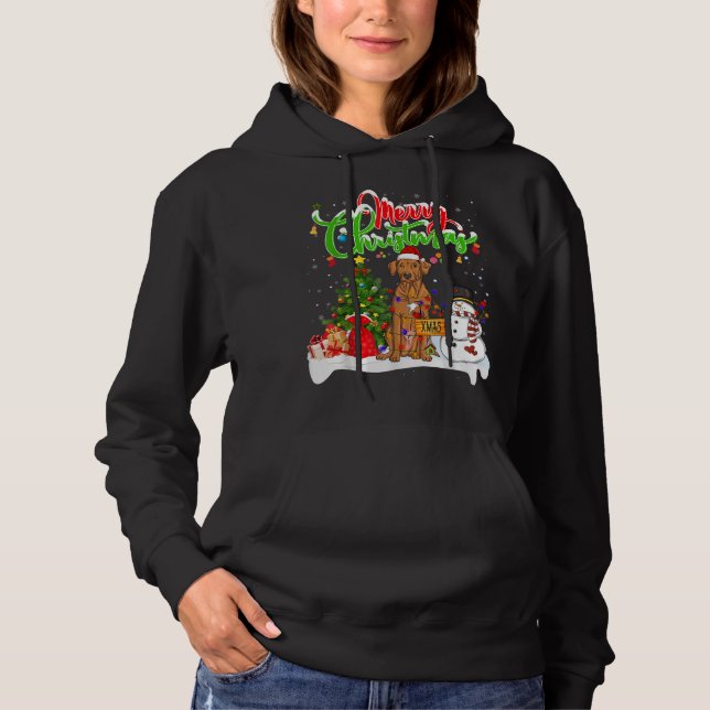 Julafton Lighting Matching Santa Rhodesian Ridgeba T Shirt (Framsida)