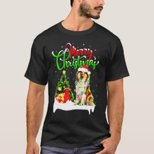 Julafton Lighting Matching Santa Rough Collie Hund T Shirt