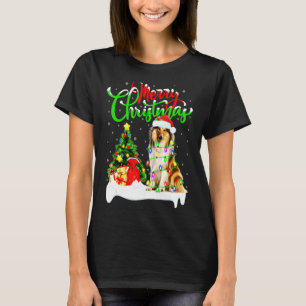 Julafton Lighting Matching Santa Rough Collie Hund T Shirt