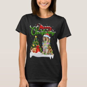 Julafton Lighting Matching Santa Rough Collie Hund T Shirt