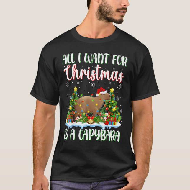 Julafton Lighting Santa, allt jag vill ha i julkla T Shirt (Framsida)