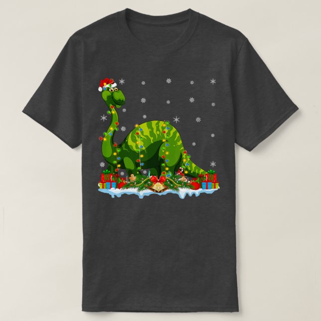 Julafton Lighting Santa Brontosaurus Dinosaur Chri T Shirt (Design framsida)