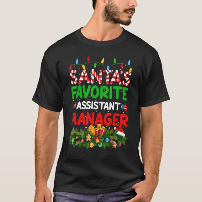 Julafton Lighting Santa Favorite Assistant Manager T Shirt (Framsida)