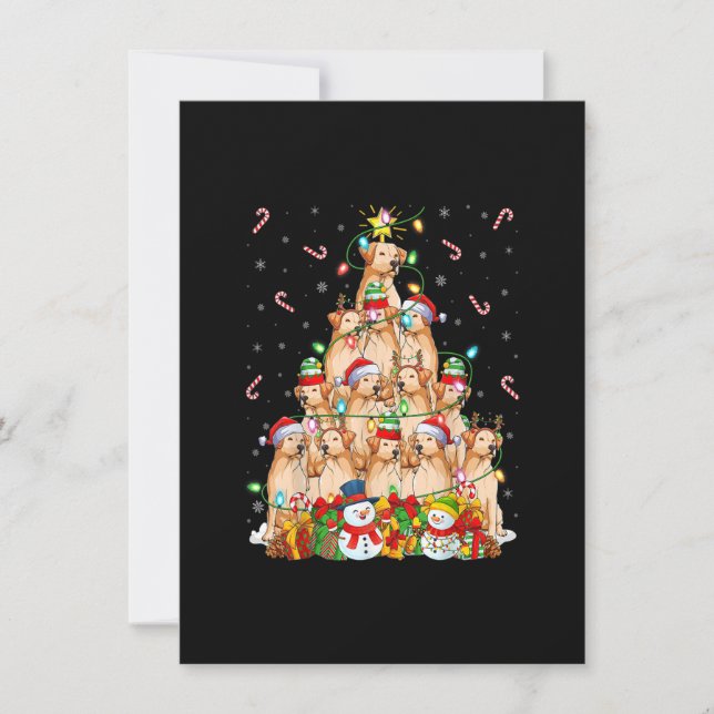 Julafton Lighting Santa Golden Retriever Hund jul Inbjudningar (Framsida)