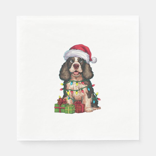 Julafton Lighting Santa Hat Alaska Malamute Hund C Pappersservett (Framsidan)